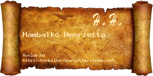 Hambalkó Henrietta névjegykártya