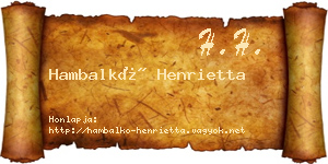 Hambalkó Henrietta névjegykártya